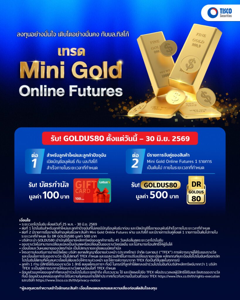 Promotion TFEX เทรด Mini Gold Online FB