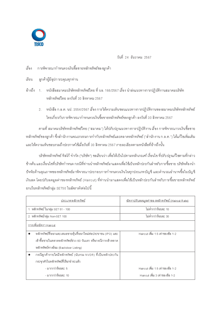 การพิจารณากำหนดวงเงินซื้อขายหลักทรัพย์ของลูกค้า1